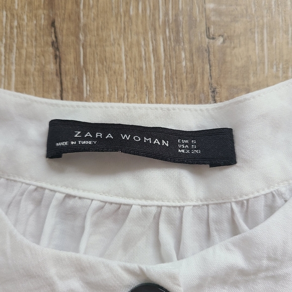 ZARA Woman White Blouse with Sleeve Ties - Picture 3 of 3